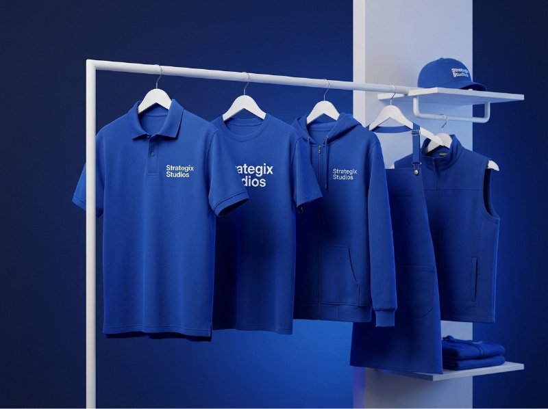 Custom professional workwear with DTF print and embroidery by Strategix