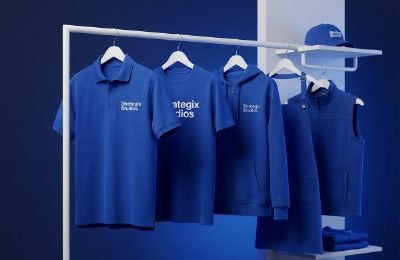 Custom professional workwear with DTF print and embroidery by Strategix